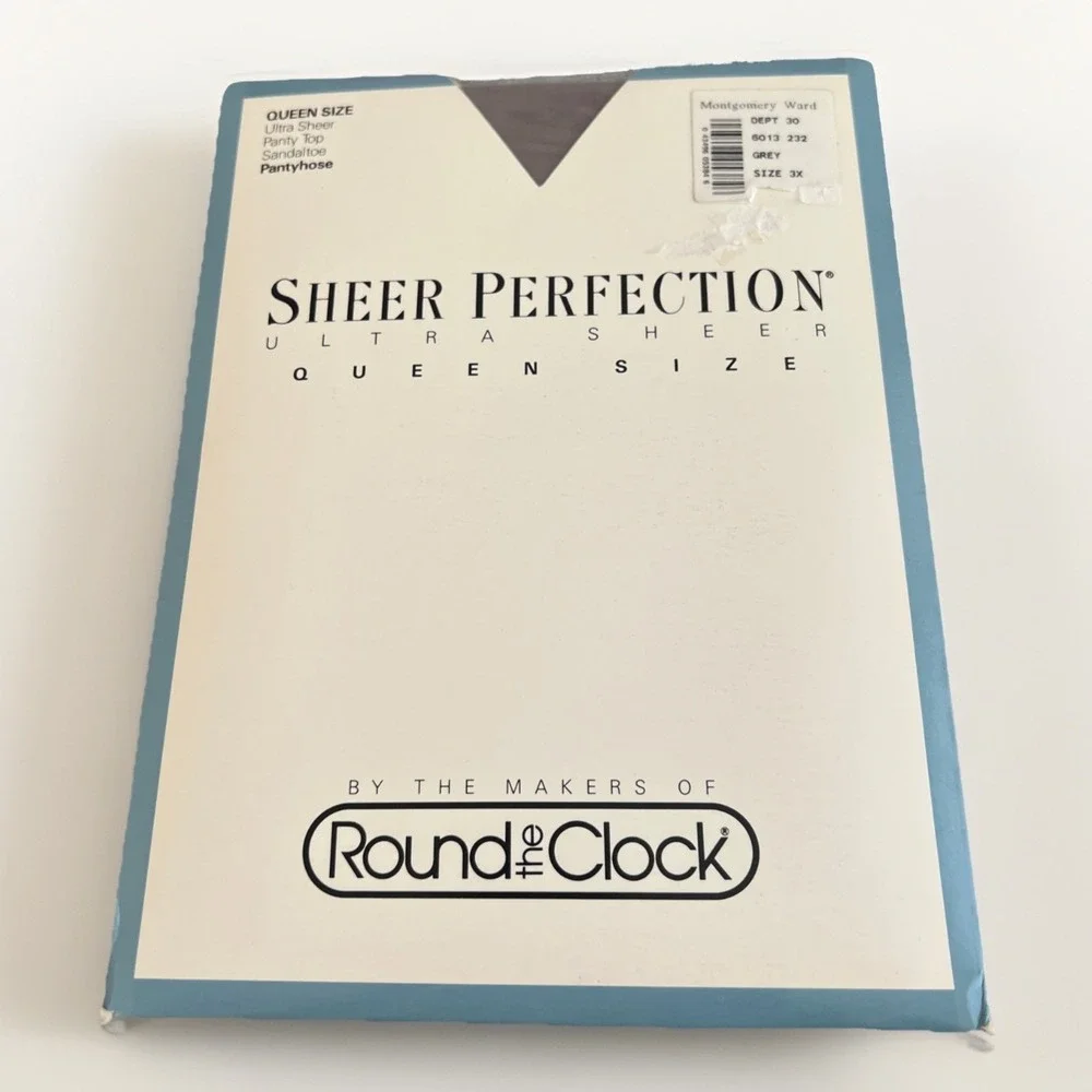 Sheer Perfection Ultra‎ Sheer Queen Size Pantyhose Grey Vintage Montgomery Ward